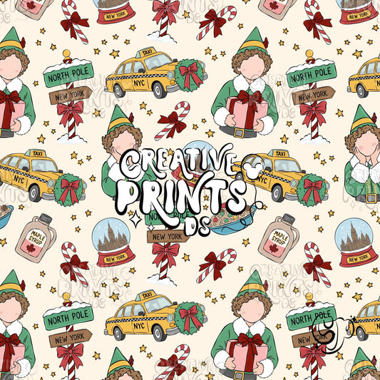 NYC Christmas Elf Seamless Pattern