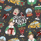 Dark Grey NYC Christmas Elf Seamless Pattern