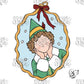 Christmas Elf Cameo Frame Sublimation Design PNG