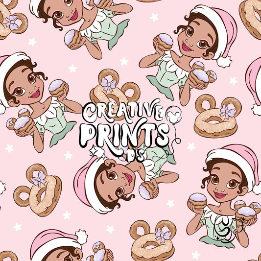 Bayou Princess Christmas Seamless Pattern - Pink