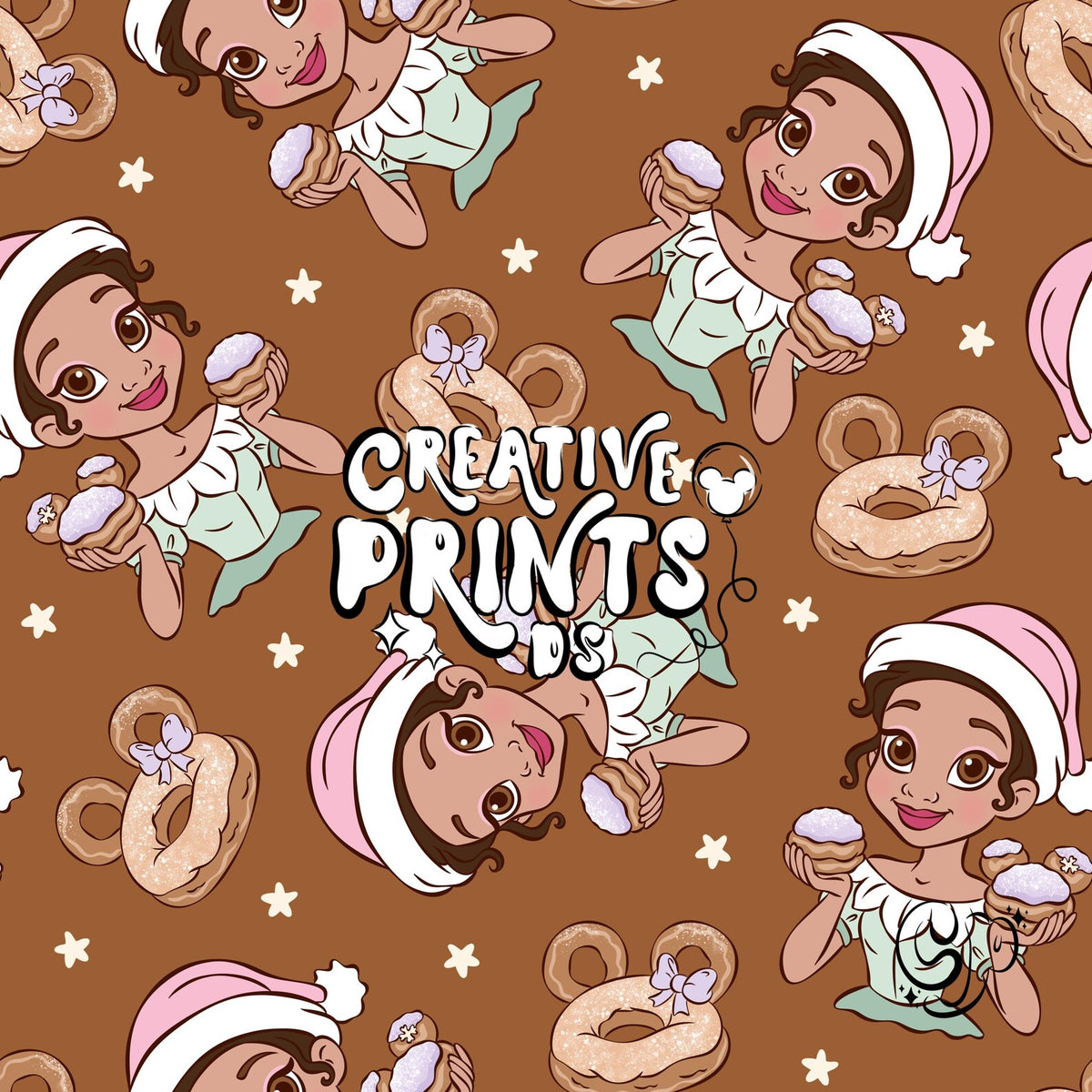 Bayou Princess Christmas Seamless Pattern - Warm Brown