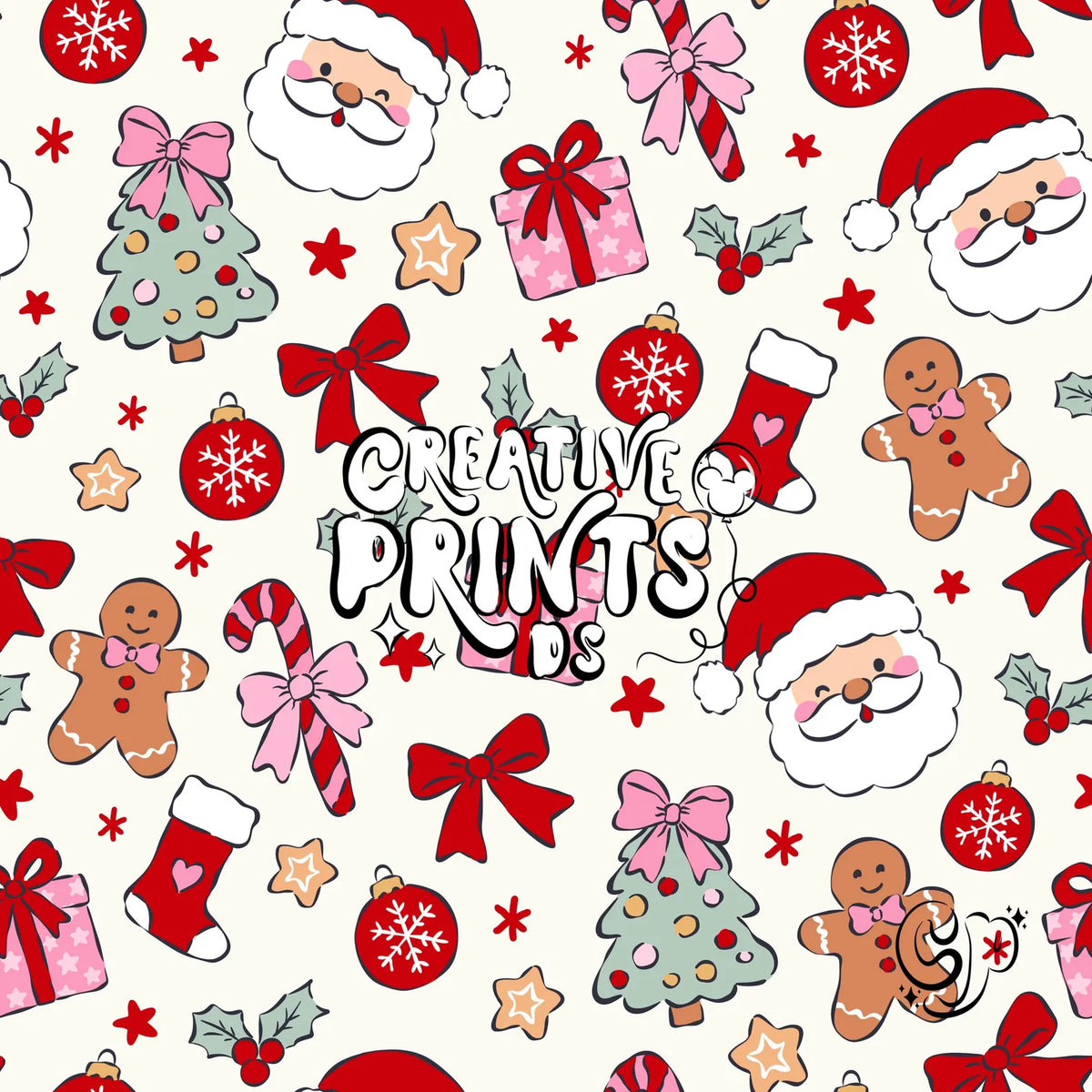 Santa Claus Gingerbread Man Christmas Seamless Pattern