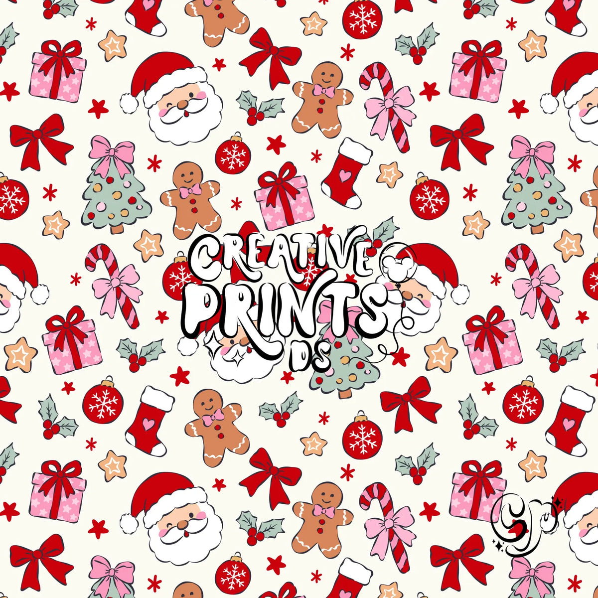 Santa Claus Gingerbread Man Christmas Seamless Pattern