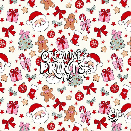 Santa Claus Gingerbread Man Christmas Seamless Pattern
