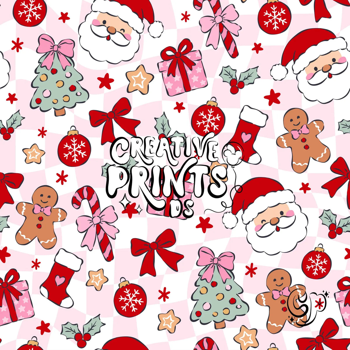 Santa Claus Gingerbread Man Christmas Seamless Pattern