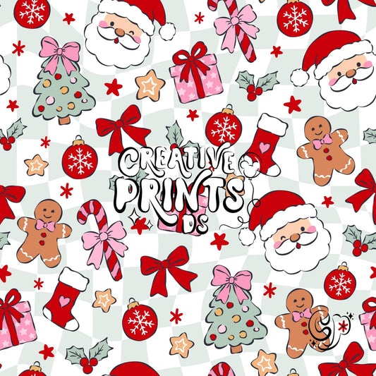 Santa Claus Gingerbread Man Christmas Seamless Pattern