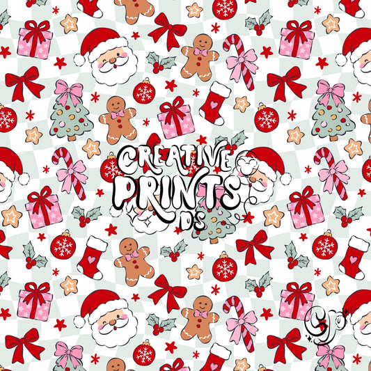 Santa Claus Gingerbread Man Christmas Seamless Pattern
