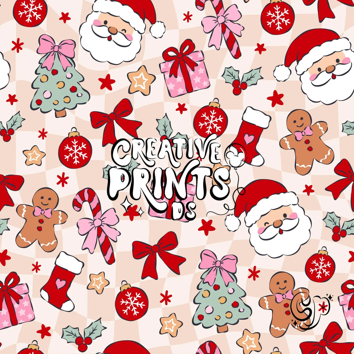 Santa Claus Gingerbread Man Christmas Seamless Pattern