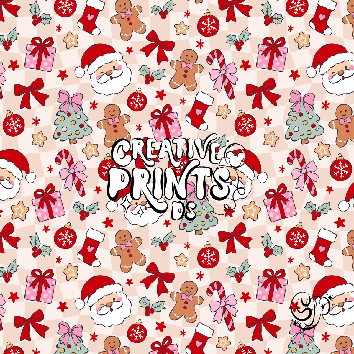 Santa Claus Gingerbread Man Christmas Seamless Pattern