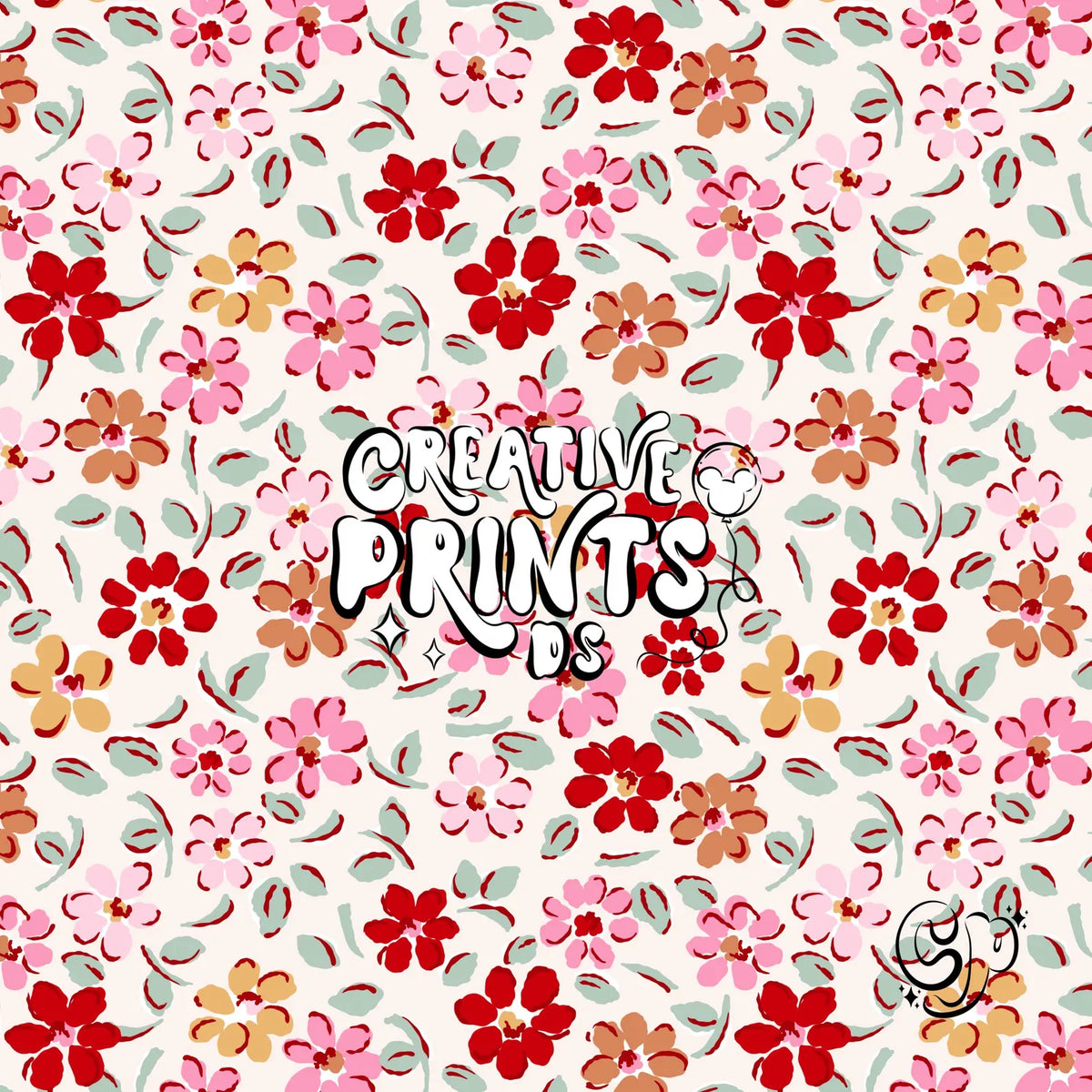 Red And Pink Vintage Floral Seamless Pattern Png