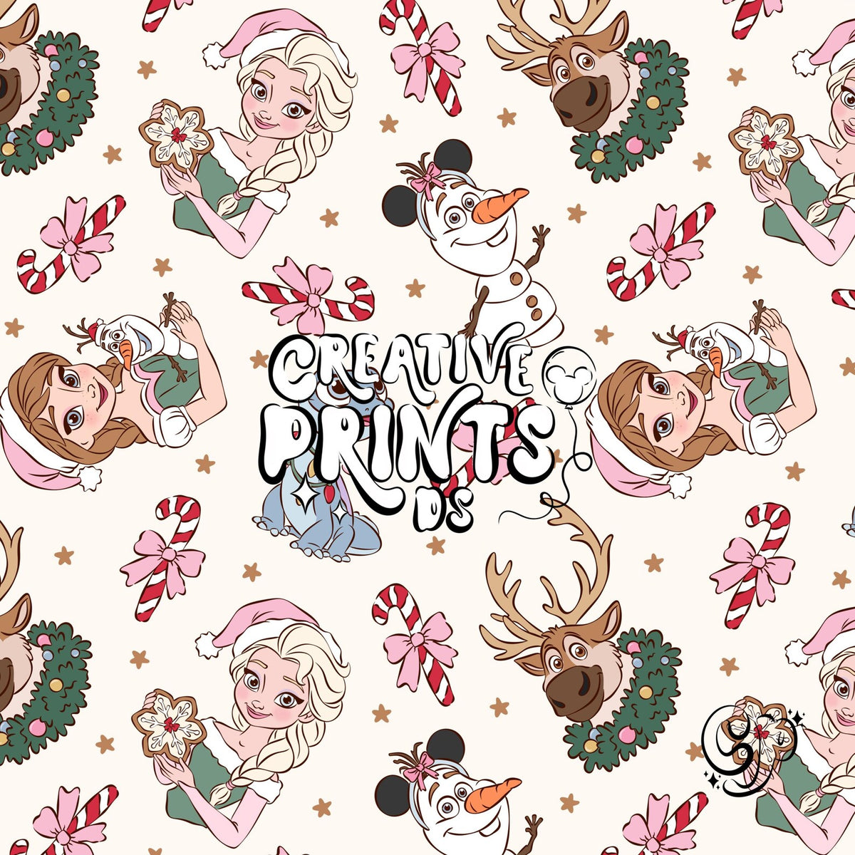 Ice Princess & Snow Queen Christmas Seamless Pattern
