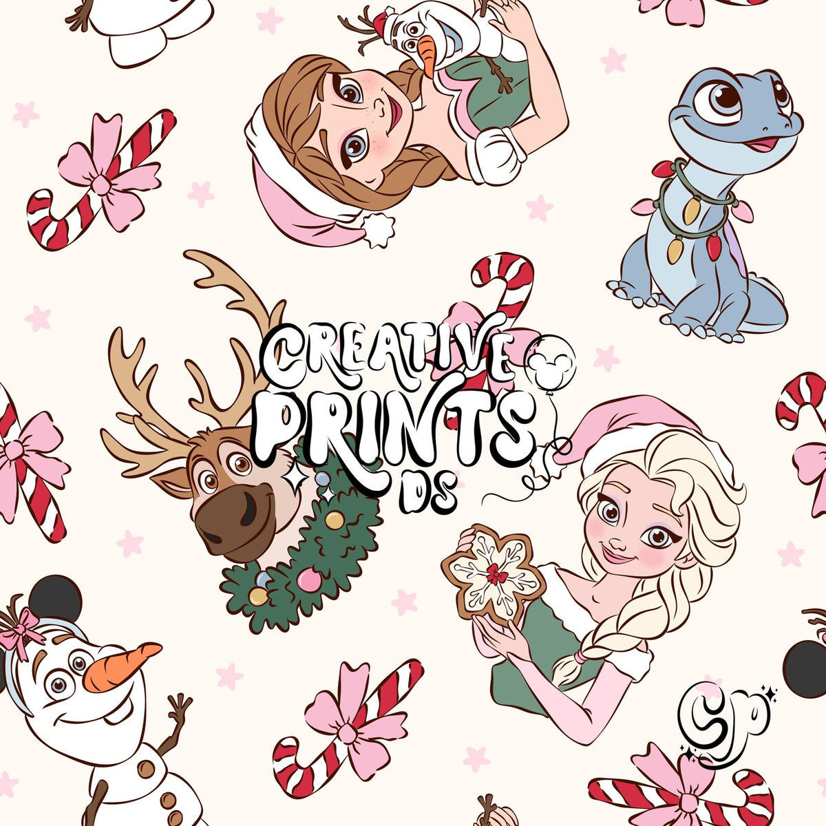 Ice Princess & Snow Queen Christmas Seamless Pattern