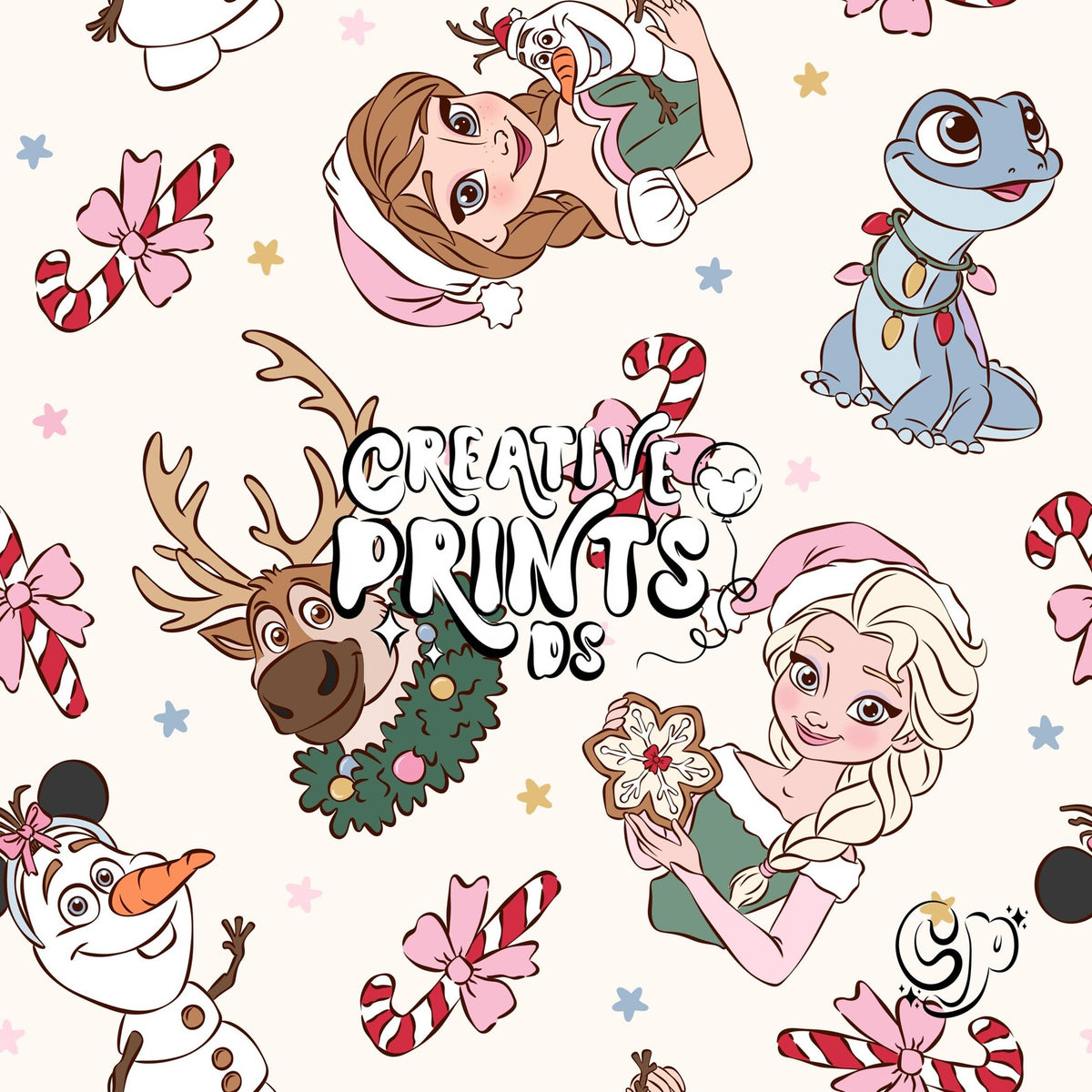 Ice Princess & Snow Queen Christmas Seamless Pattern