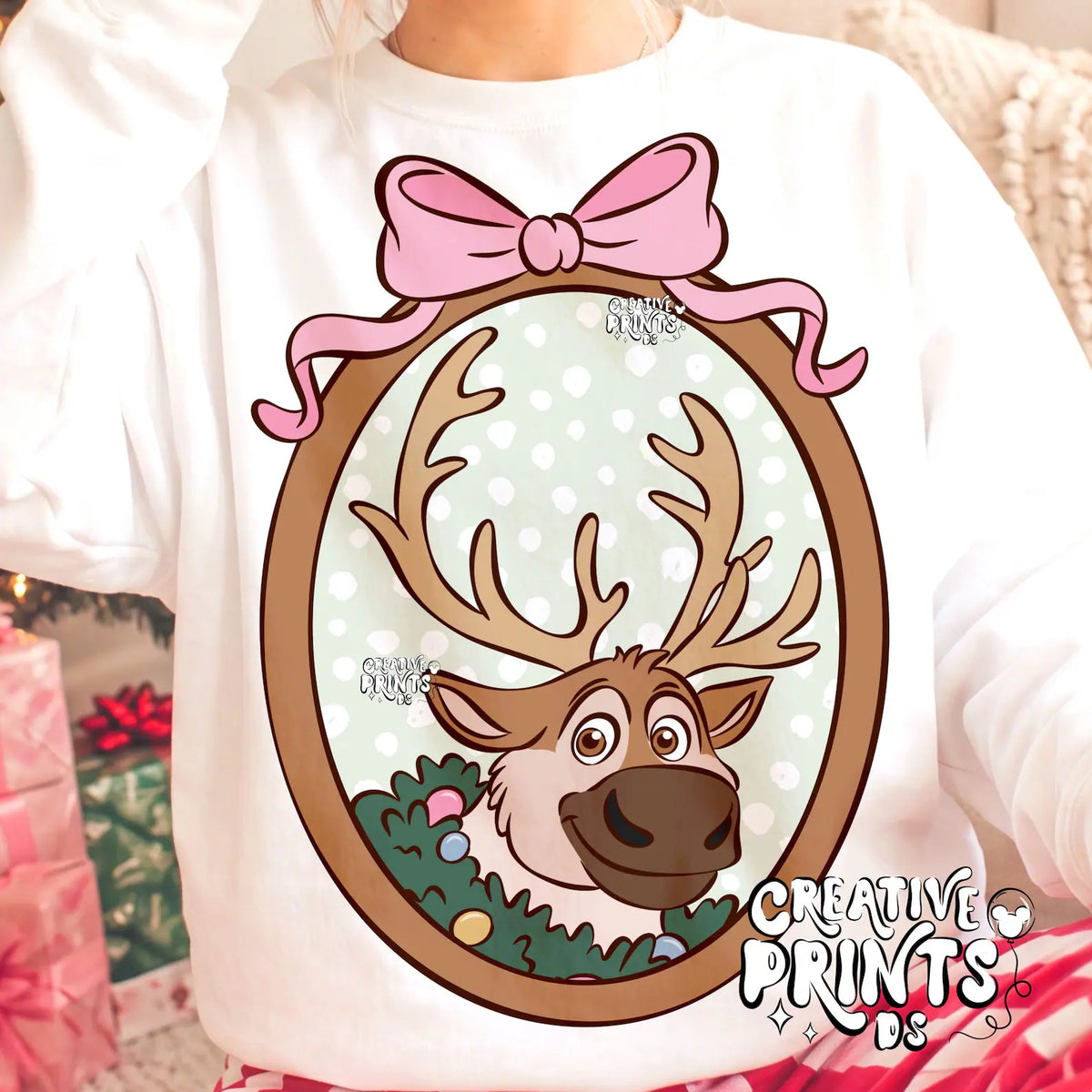 Framed Holiday Reindeer PNG