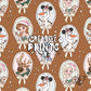 Winter Kingdom Framed Characters Seamless Pattern - Warm Brown