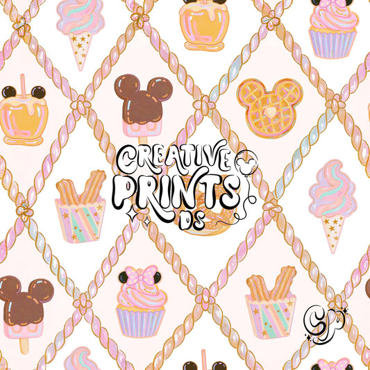 Pastel Theme Park Treats Seamless Pattern