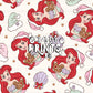 Mermaid Princess Christmas Seamless Pattern