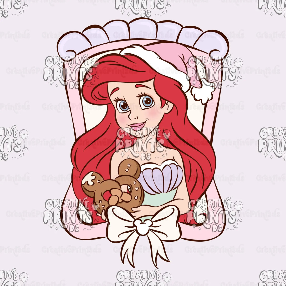 Framed Mermaid Princess & Gingerbread Cookie PNG