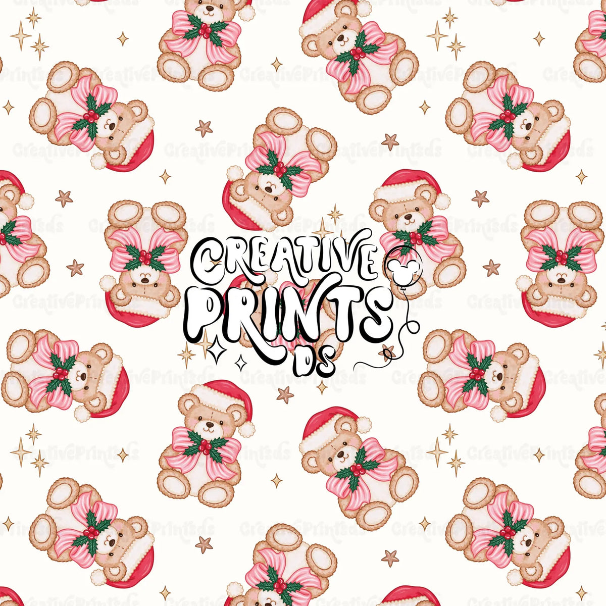 Christmas Teddy Bear Seamless Pattern