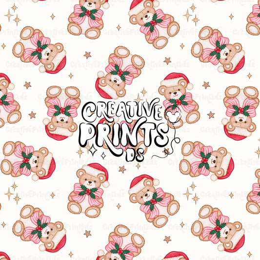Christmas Teddy Bear Seamless Pattern