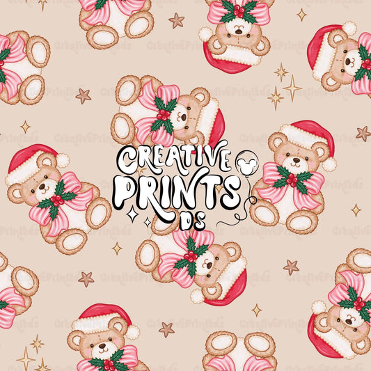 Christmas Teddy Bear Seamless Pattern – Tan