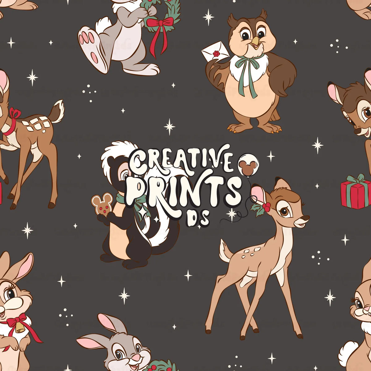 Winter Woodland Friends Seamless Pattern Files
