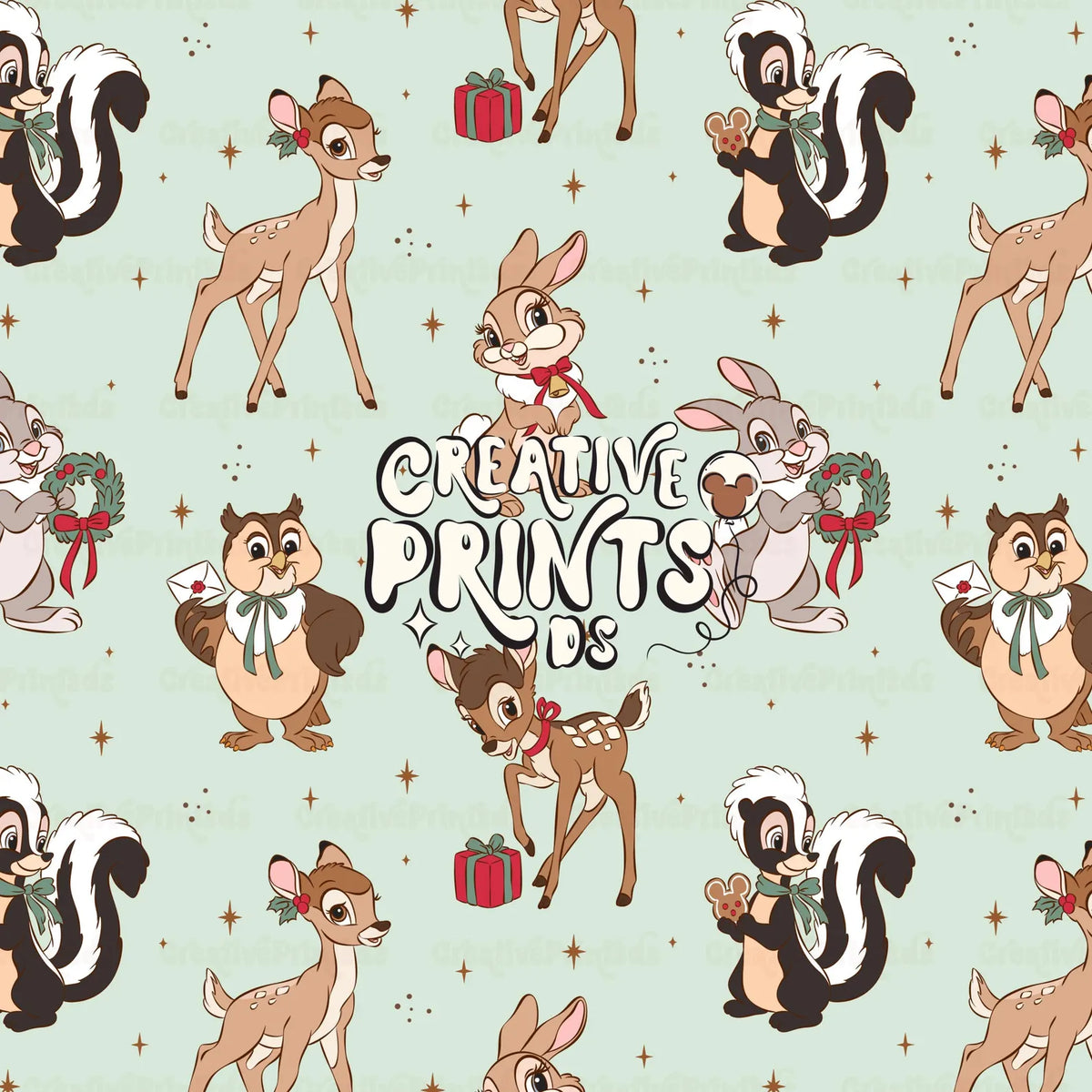 Winter Woodland Friends Seamless Pattern Files