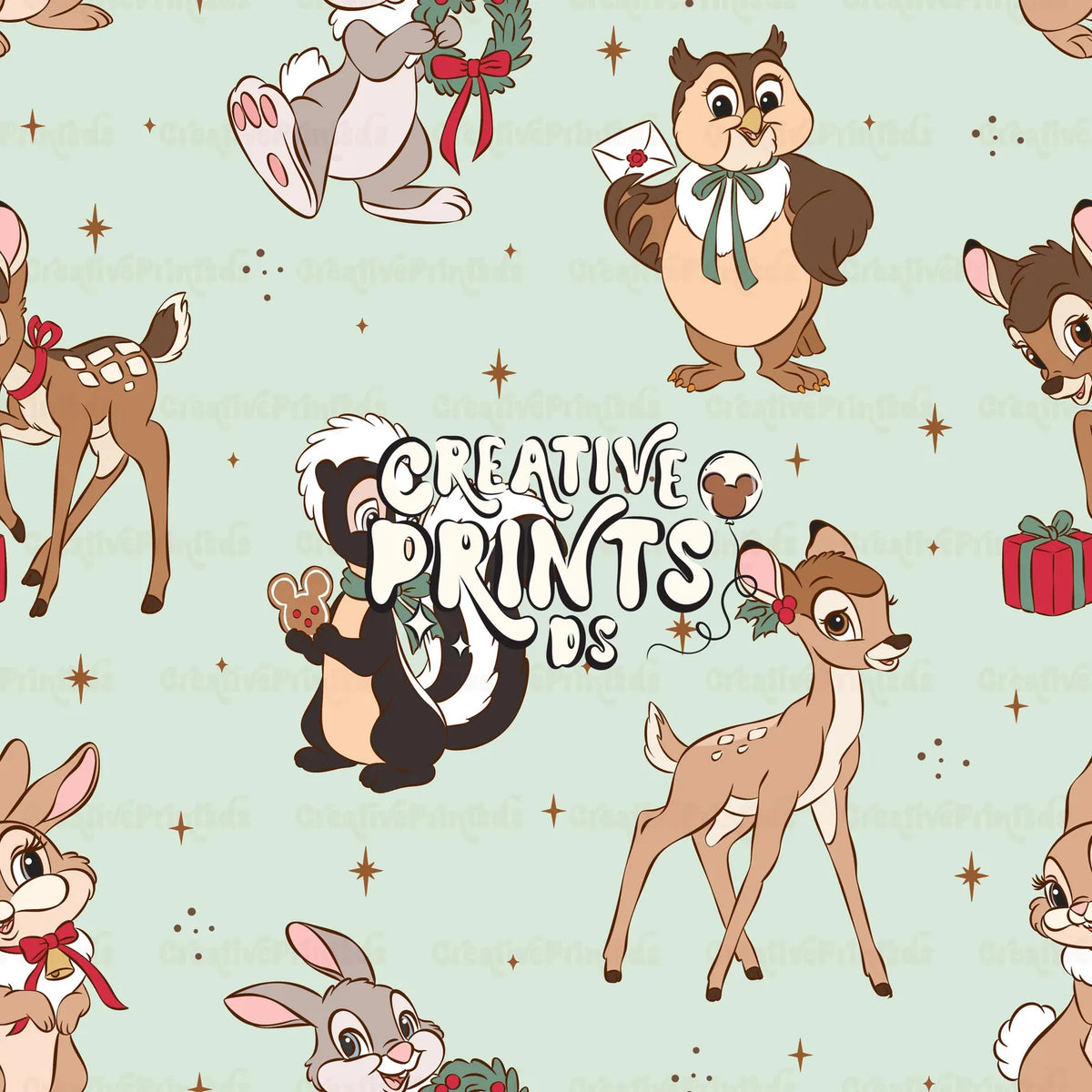 Winter Woodland Friends Seamless Pattern Files