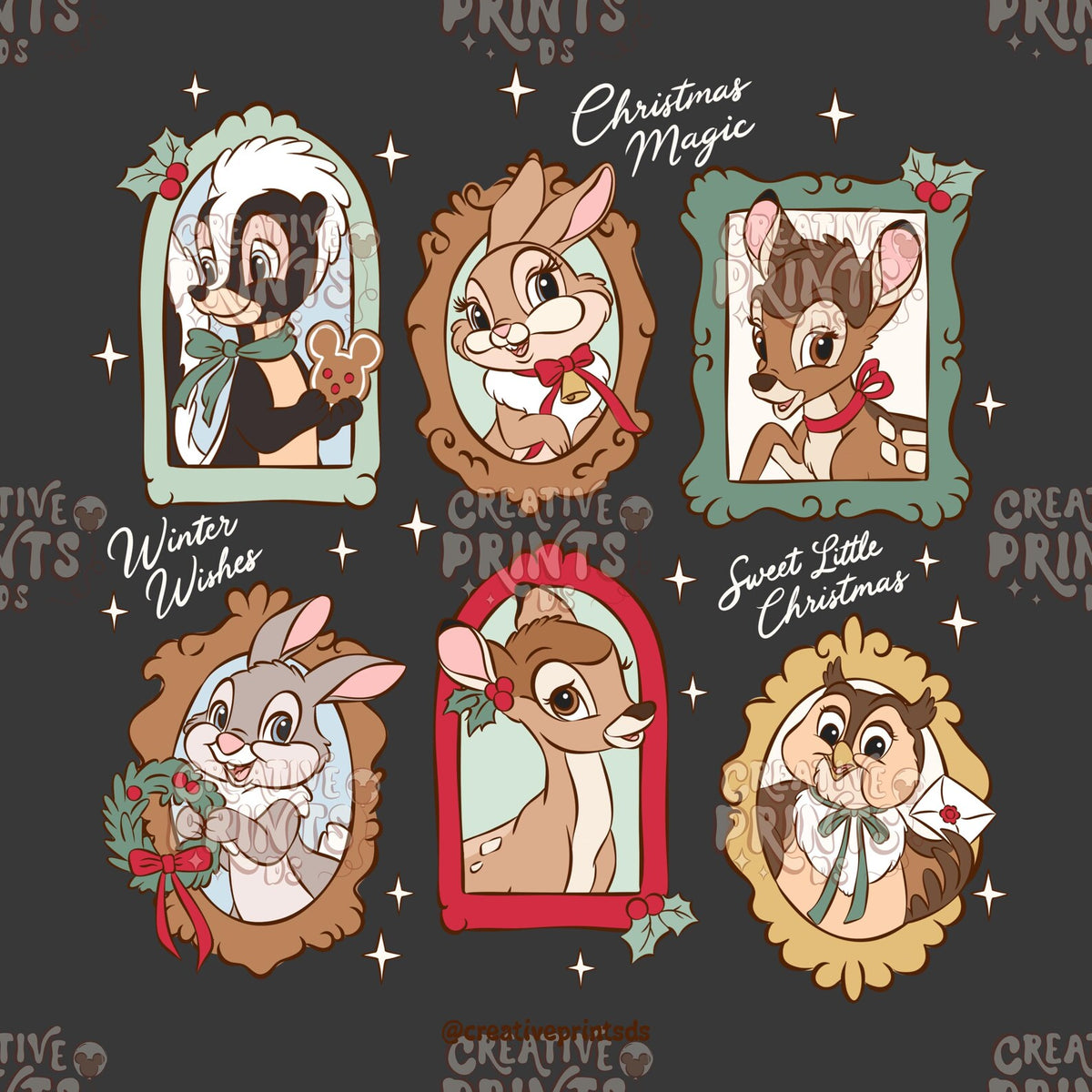 Framed Woodland Friends Christmas PNG