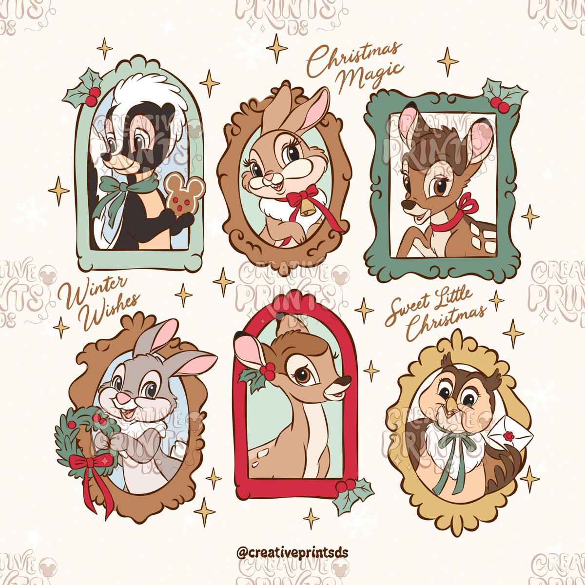 Framed Woodland Friends Christmas PNG