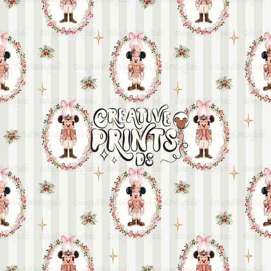 Christmas Mouse Nutcracker Seamless Pattern - Green
