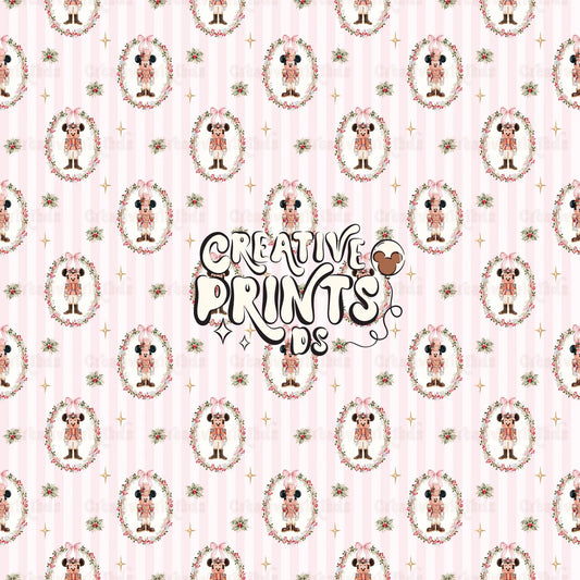 Christmas Mouse Nutcracker Seamless Pattern - Soft Pink