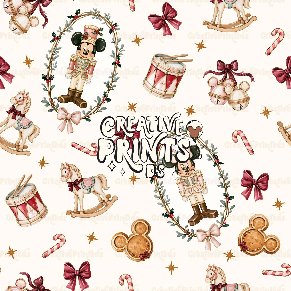 Vintage Christmas Nutcracker Seamless Pattern