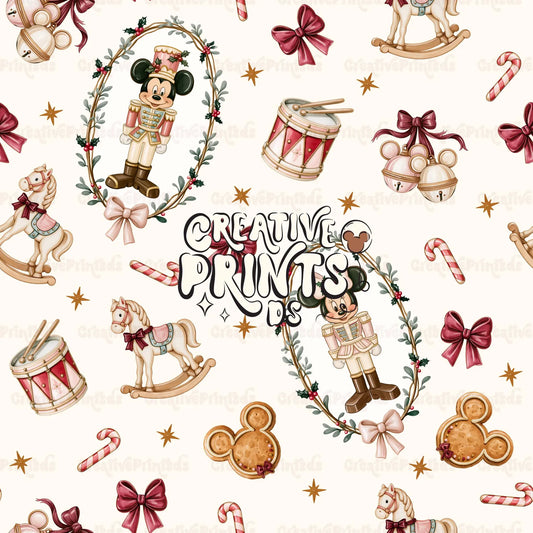 Vintage Christmas Nutcracker Seamless Pattern