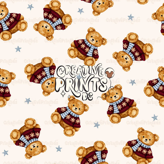 Christmas Teddy Bear Seamless Pattern