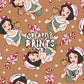 Fairytale Princess Christmas Seamless Pattern - Warm Brown