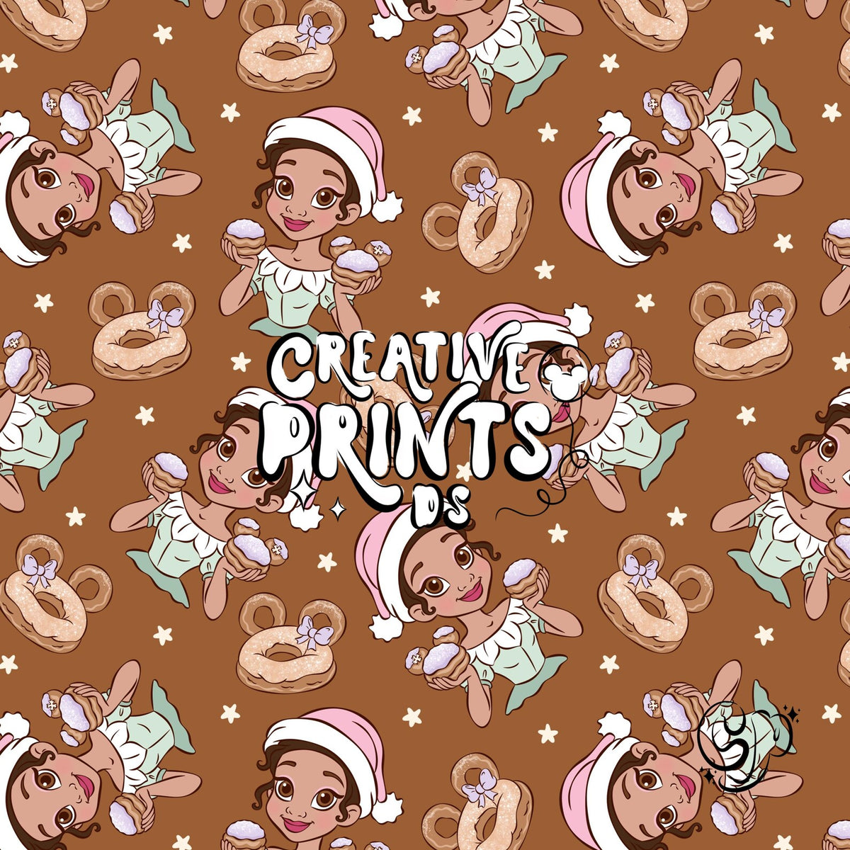 Bayou Princess Christmas Seamless Pattern - Warm Brown
