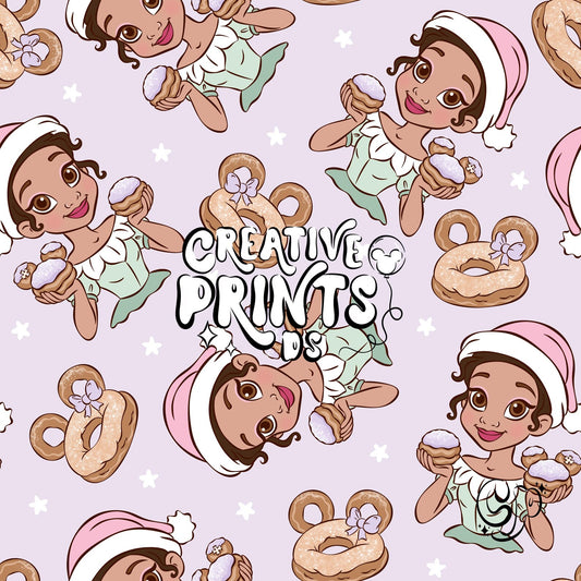 Bayou Princess Christmas Seamless Pattern - Lavender