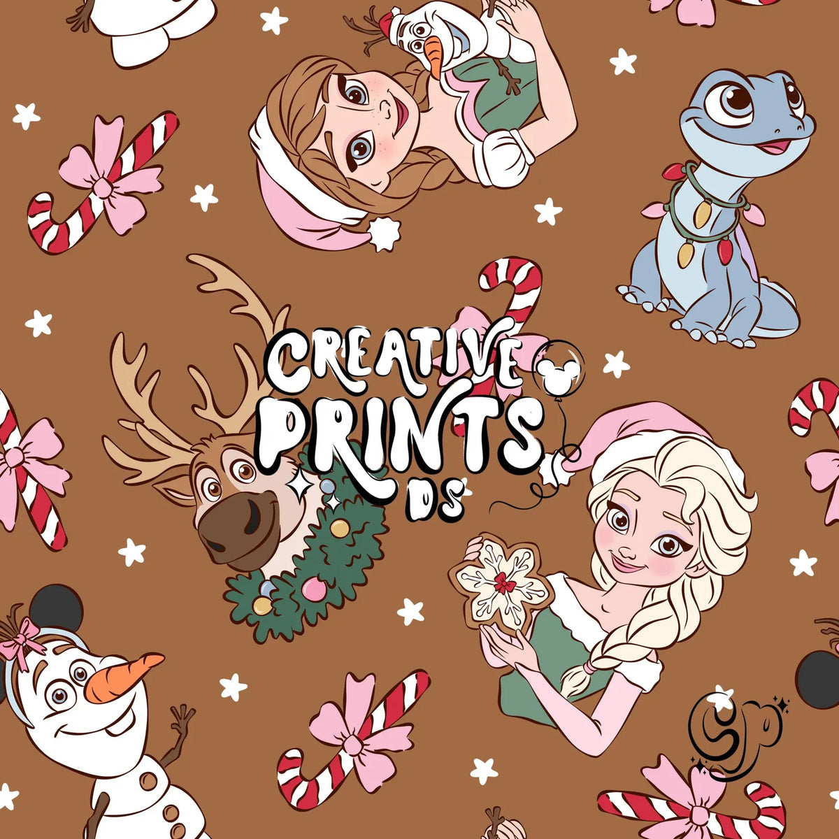 Ice Princess & Snow Queen Christmas Seamless Pattern - Warm Brown