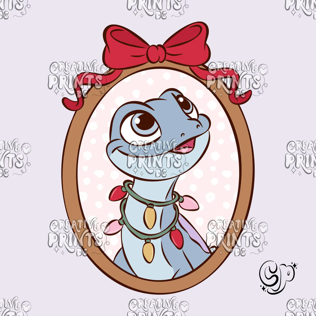 Framed Winter Lizard Christmas PNG