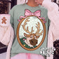 Framed Holiday Reindeer PNG