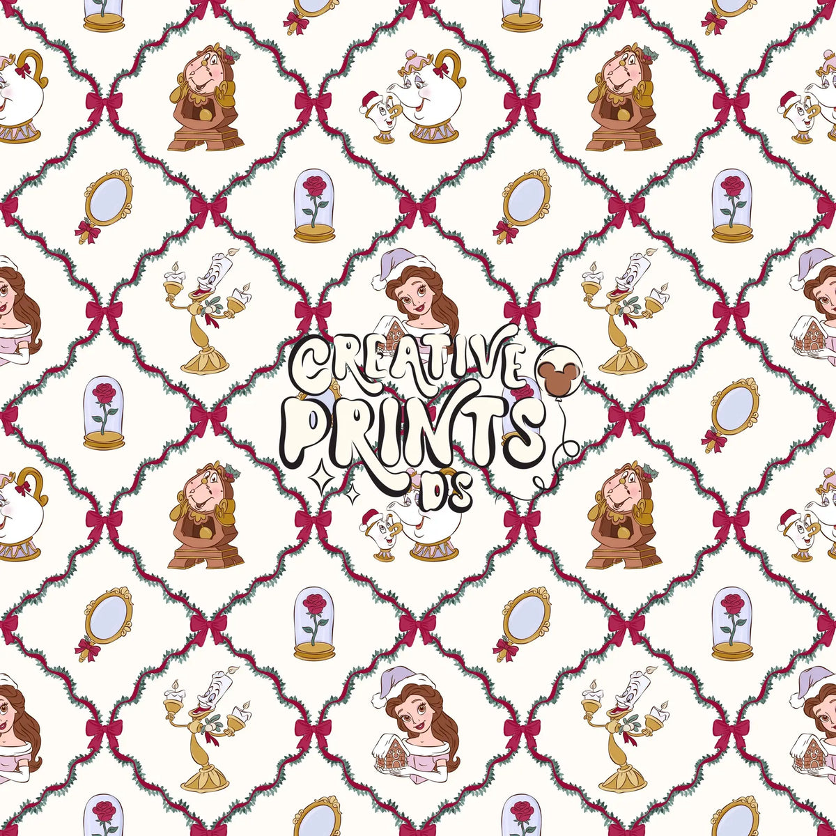 Enchanted Princess Christmas Seamless Pattern Files - Garland Harlequin