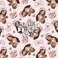 Native Princess Christmas Seamless Pattern – Soft Pink
