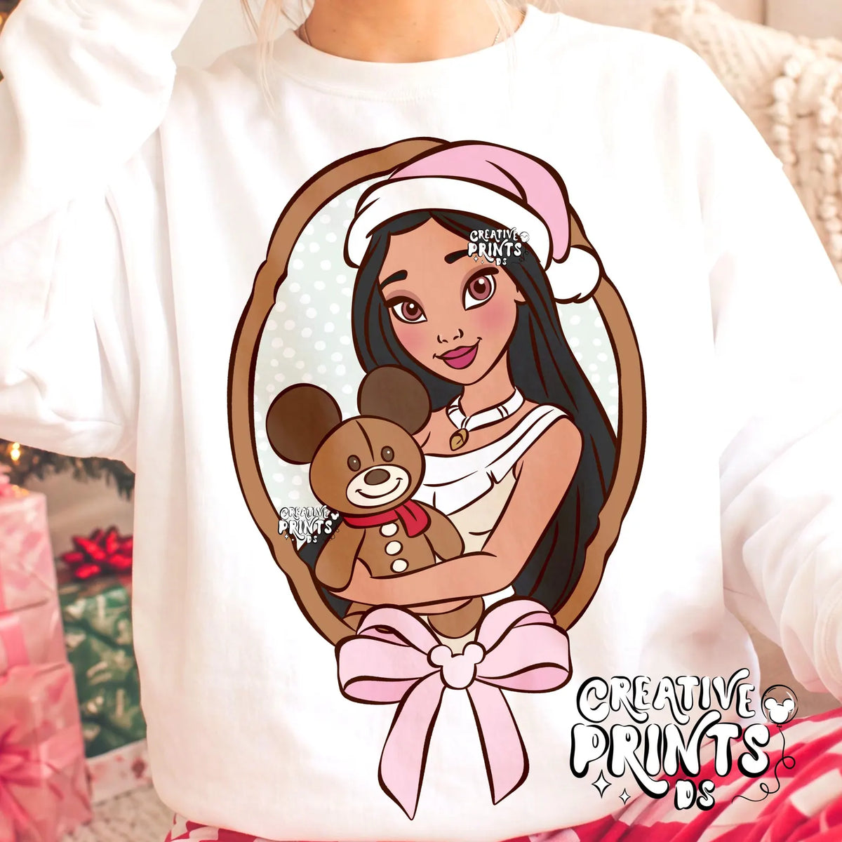 Framed Native Princess & Teddy Bear PNG