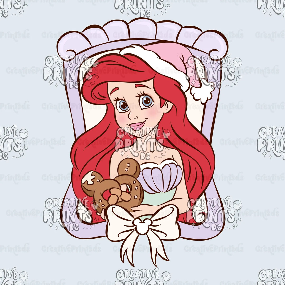 Framed Mermaid Princess & Gingerbread Cookie PNG