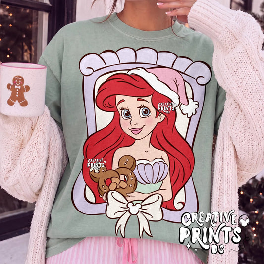 Framed Mermaid Princess & Gingerbread Cookie PNG