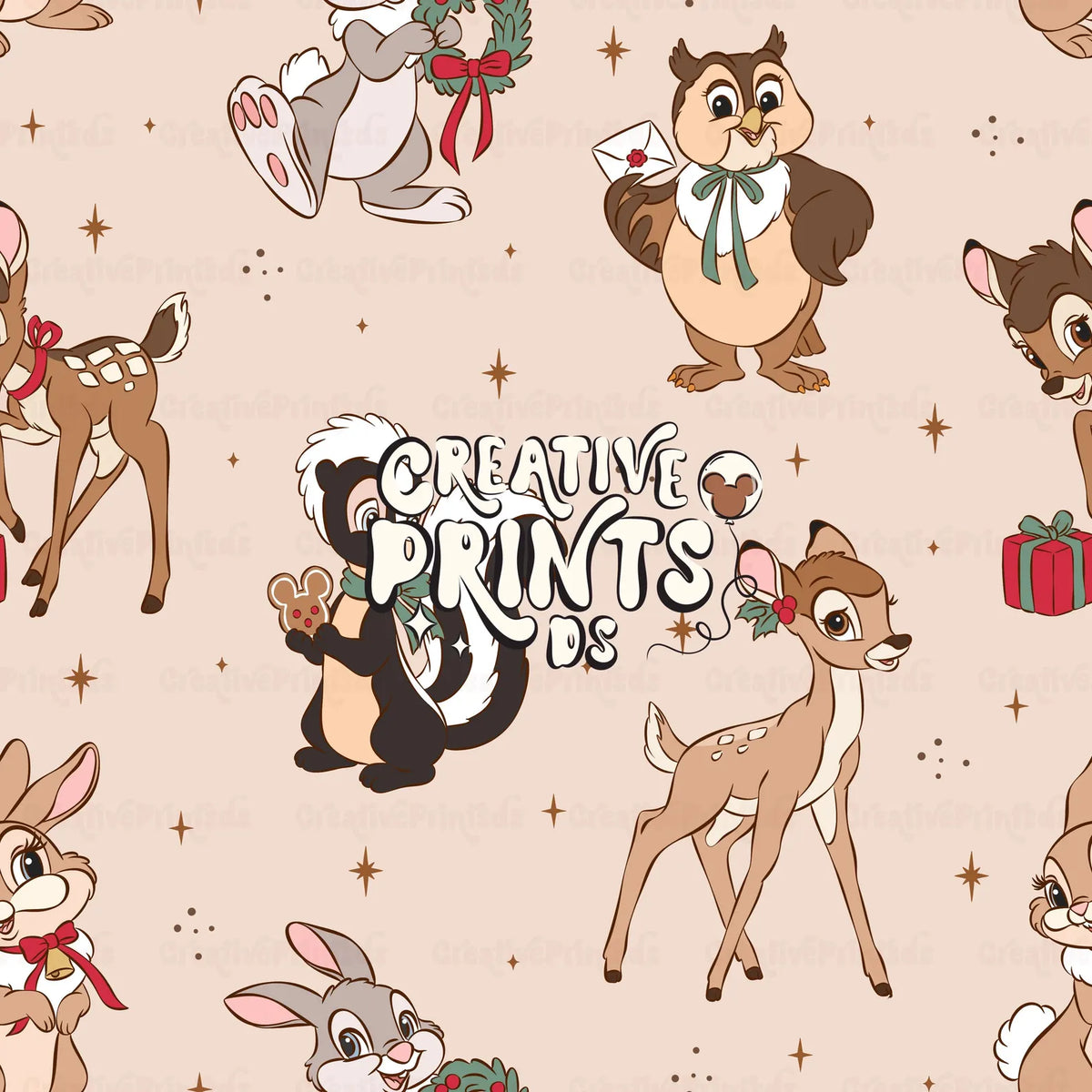 Winter Woodland Friends Seamless Pattern Files