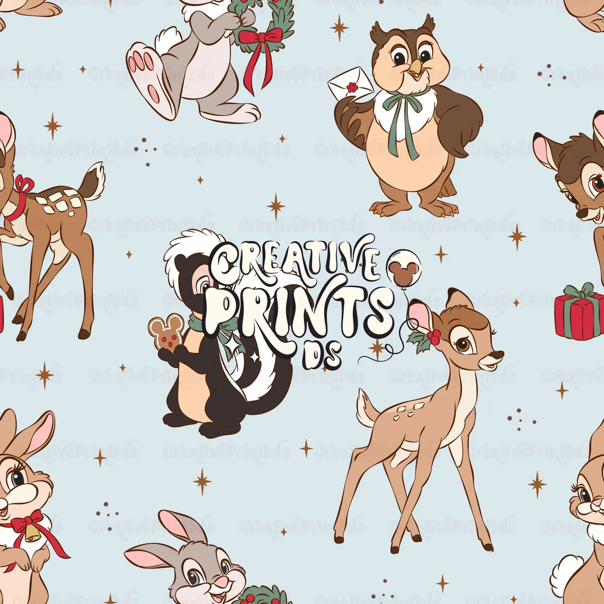 Winter Woodland Friends Seamless Pattern Files