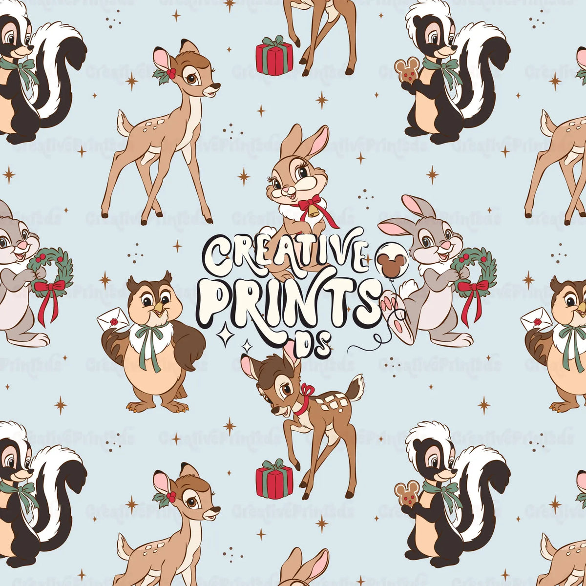 Winter Woodland Friends Seamless Pattern Files