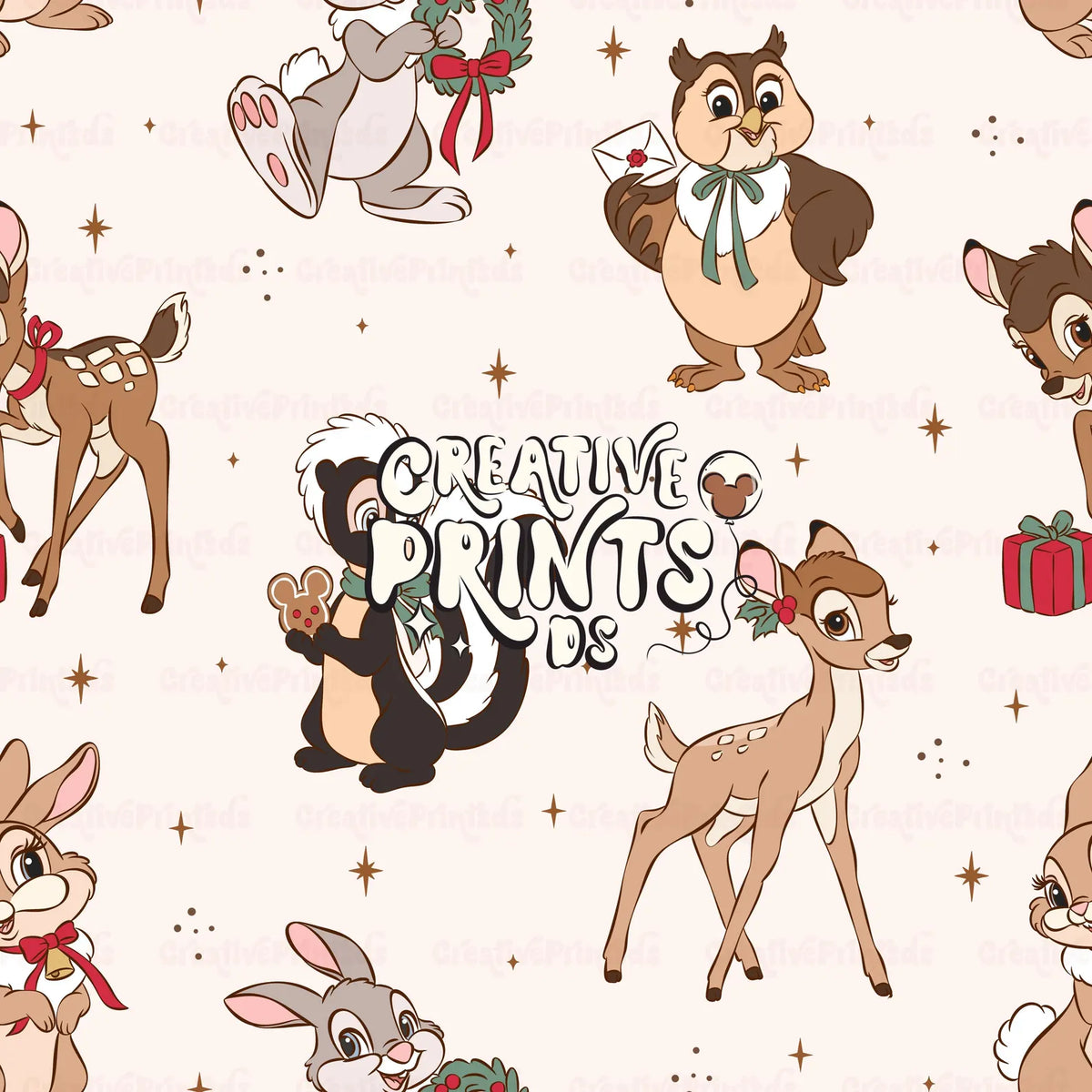 Winter Woodland Friends Seamless Pattern Files
